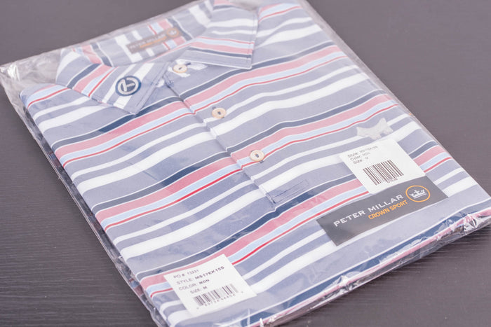 2017 PGA Scotty Dog Tour Tech Wheaton Stripe Midnight Polo Shirt