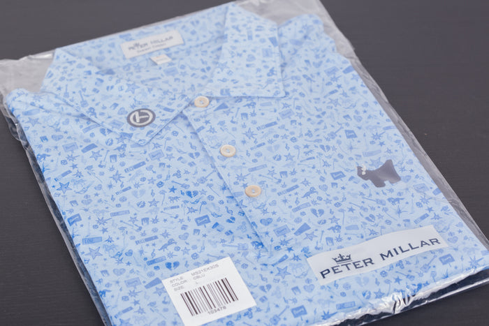 2021 Bulldog Night Printed Performance Fabric Cottage Blue Polo Shirt
