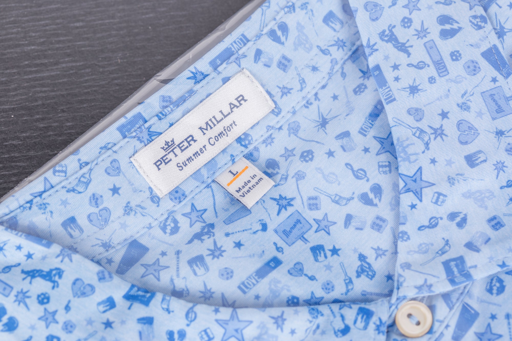 2021 Bulldog Night Printed Performance Fabric Cottage Blue Polo Shirt
